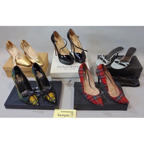 1559 - 12 pairs of designer ladies shoes all size 38-39 including 4 pairs by Gucci, others by Yves Saint La... 