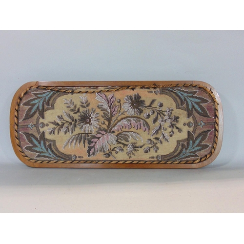 1903 - Late Victorian beadwork tray decorated with a floral spray with acanthus framing, rope braiding to t... 