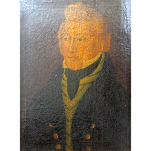 152 - Early 19th century school - Bust length portrait of a fair haired gentleman in naval style jacket wi... 