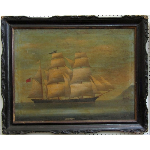 159 - 19th century school - Study of the sailing vessel Kedron, pictured off the coast with further shippi... 