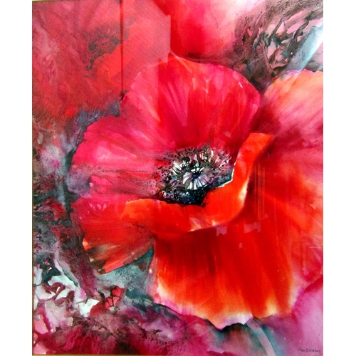 262 - Ann Blockley (British contemporary) - Poppies, gouache on paper, signed and with SWA Exhibition labe... 