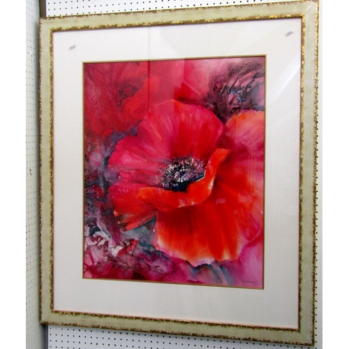 262 - Ann Blockley (British contemporary) - Poppies, gouache on paper, signed and with SWA Exhibition labe... 