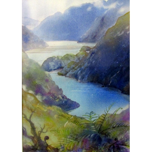 283 - Williams (British 20th century) - Mountainous river estuary, watercolour on paper, signed, 45.5 x 32... 