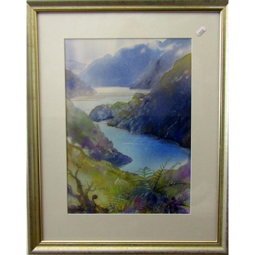 283 - Williams (British 20th century) - Mountainous river estuary, watercolour on paper, signed, 45.5 x 32... 