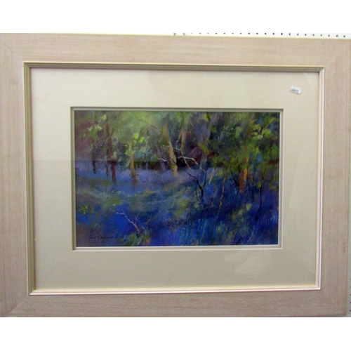 286 - Jane Lampard (Contemporary local artist) - April Morning, Westridge Woods, pastel on paper, signed, ... 