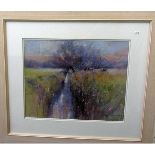 287 - Jane Lampard (Contemporary local artist) - Severn Vale Cattle, pastel on paper, signed, 38 x 49cm, f... 