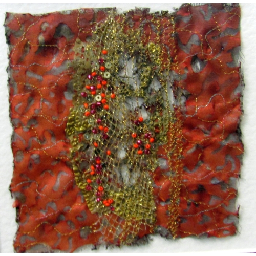 289 - Contemporary British school - Three unsigned woven textile panels of tree studies, 77 x 54cm max dim... 