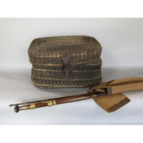 1892 - A good quality rococo work fishing basket with vintage fishing rod (2)