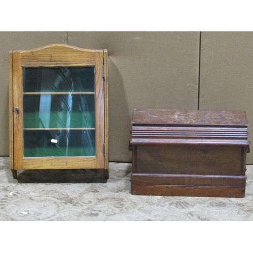 2186 - A reclaimed stained pine hanging corner cabinet enclosed by a rectangular leaded light panelled door... 