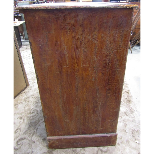 2193 - A Victorian stained and scumbled pine bedroom chest of two short over three long graduated drawers, ... 