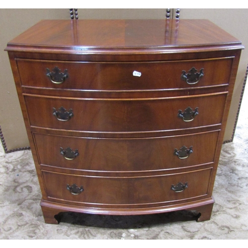 2194 - A reproduction Georgian style mahogany veneered bow fronted chest of four long graduated drawers rai... 