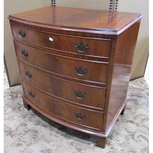 2194 - A reproduction Georgian style mahogany veneered bow fronted chest of four long graduated drawers rai... 