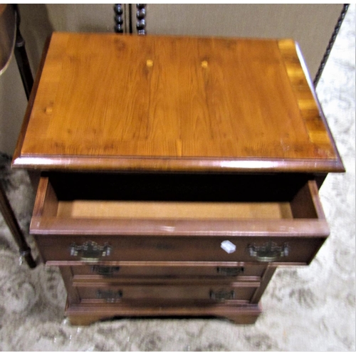 2194 - A reproduction Georgian style mahogany veneered bow fronted chest of four long graduated drawers rai... 