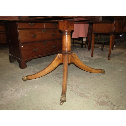 2288 - A good quality Regency style yew wood veneered D end extending dining table with single additional l... 