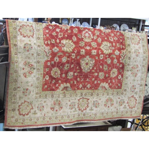 2461 - Turkish Caucasian carpet with typical pastel red and green colours with geometric floral pattern, 21... 