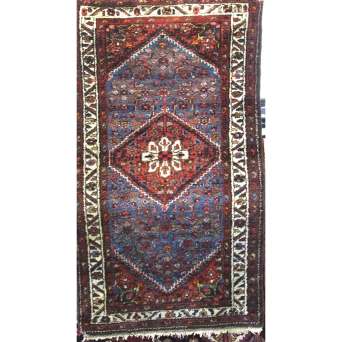 2469 - Good quality file pile Hammadam rug with central floral medallion with blue and dark grounds, 180 x ... 