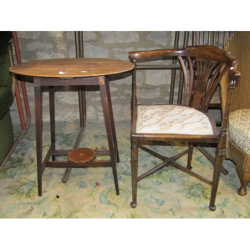 2328 - A 19th century mahogany occasional table of oval form with inlaid detail raised on square tapered an... 