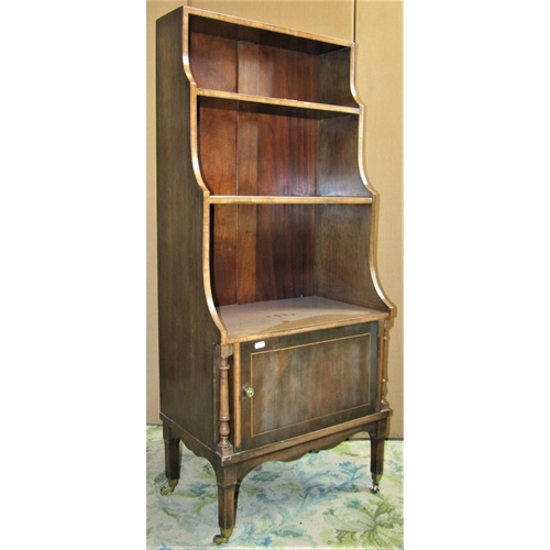 2340 - A small good quality reproduction Georgian style waterfall type bookcase with satinwood crossbanding... 