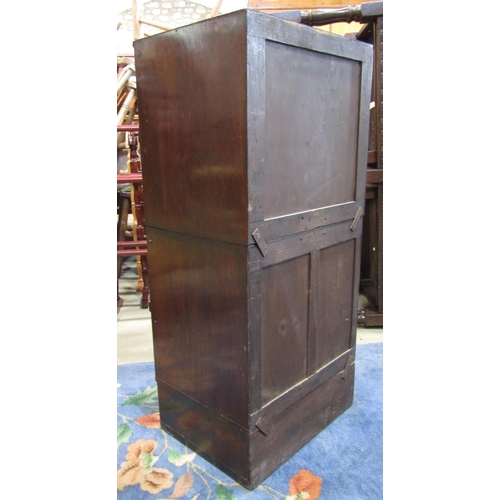 2357 - A vintage oak veneered floorstanding filing cabinet enclosed by four up and over rectangular panelle... 