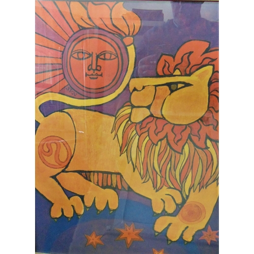 281 - Rolf (Contemporary school) - Study of a lion, signed coloured limited edition oil effect print, 59 x... 