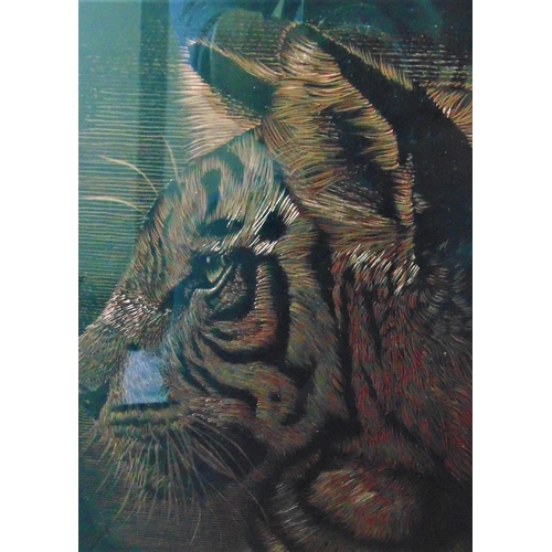 281 - Rolf (Contemporary school) - Study of a lion, signed coloured limited edition oil effect print, 59 x... 