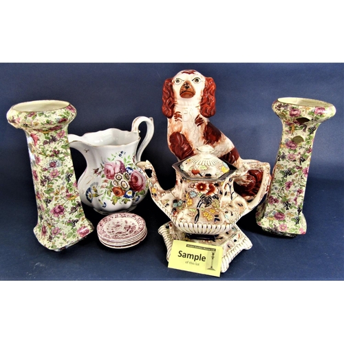 1103 - A collection of miscellaneous ceramics including a matched pair of 19th century Staffordshire spanie... 