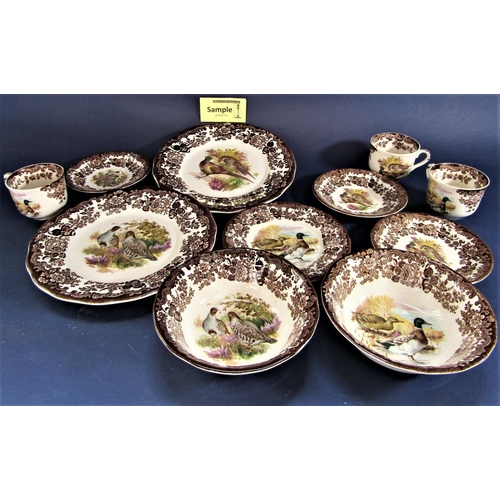 1104 - A collection of Royal Worcester Palissy Game Bird series wares comprising six dinner plates, six des... 