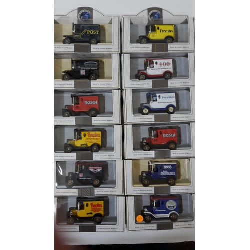 28 - A collection of 64 boxed model vehicles by Lledo, mostly promotional Ford Model T vans, advertising ... 