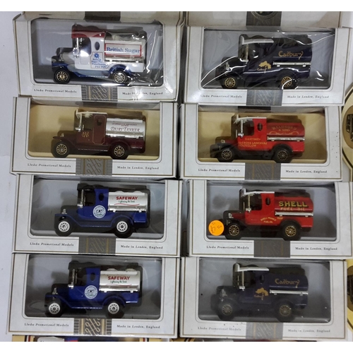 30 - 58 boxed model vehicles, mostly Ford T Tankers  by Lledo, including tankers advertising Hersheys, Co... 