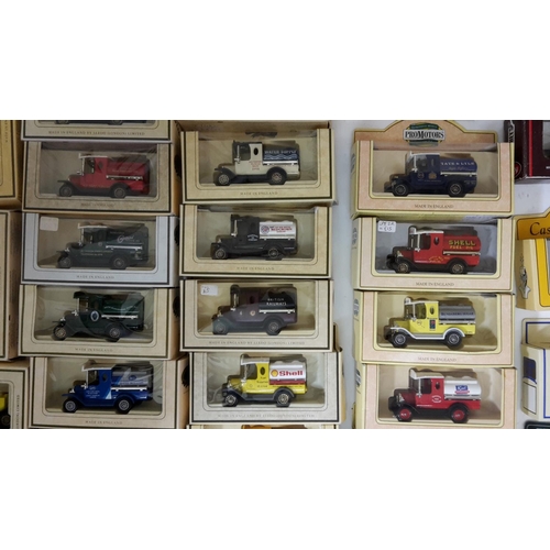 30 - 58 boxed model vehicles, mostly Ford T Tankers  by Lledo, including tankers advertising Hersheys, Co... 