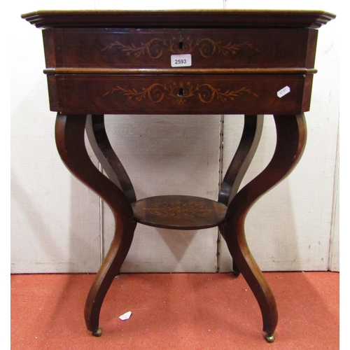 2807 - Mid-19th century continental mahogany ladies dressing/writing table, the rising lid revealing a simp... 