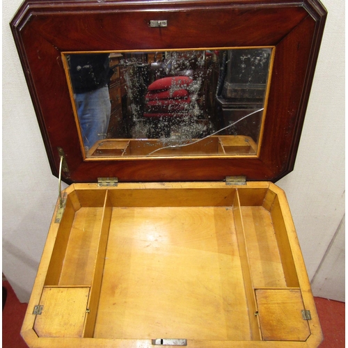 2807 - Mid-19th century continental mahogany ladies dressing/writing table, the rising lid revealing a simp... 