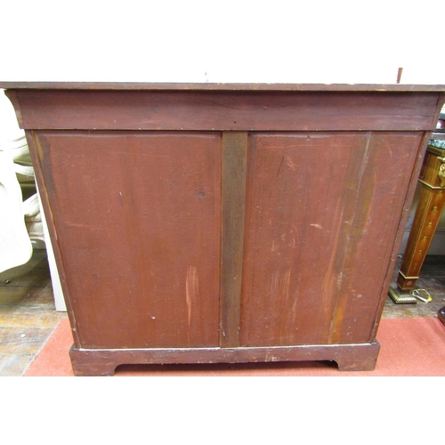 2821 - A mid Victorian period walnut side cabinet, enclosed by two glazed panelled doors, with floral marqu... 