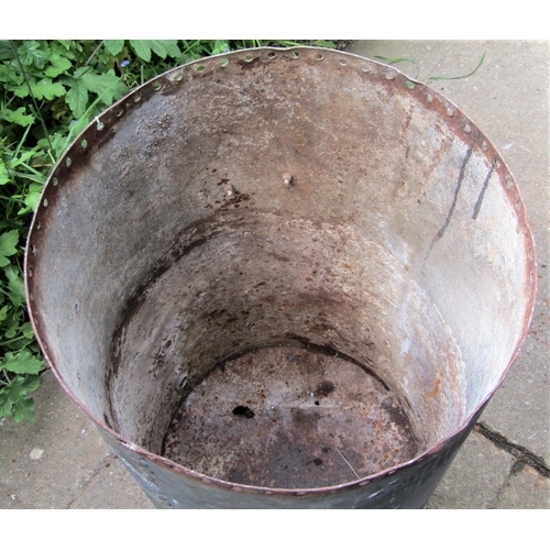 2068 - A reclaimed heavy gauge galvanised steel cylindrical tank/boiler, with riveted detail, 46cm diameter... 