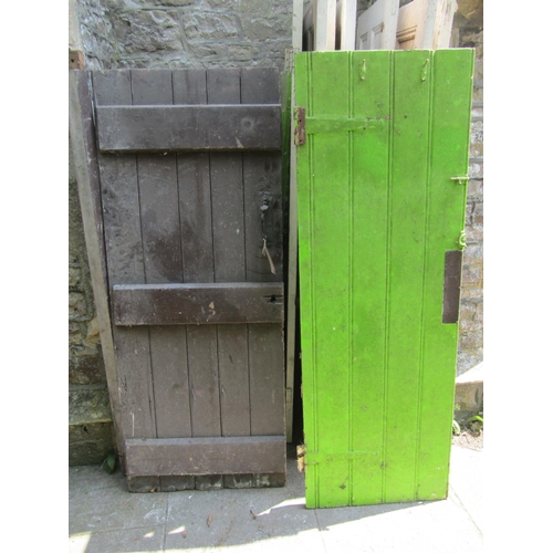 2085 - Ten reclaimed painted doors comprising seven similar quarter panelled examples and three old tongue ... 