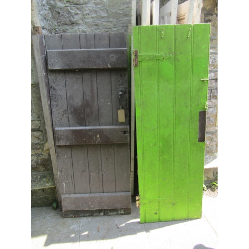 2085 - Ten reclaimed painted doors comprising seven similar quarter panelled examples and three old tongue ... 