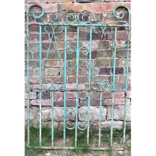 2091 - A good quality reclaimed heavy ironwork pedestrian gate with scrolled detail, painted and weathered,... 