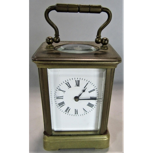 1536 - Novelty miniature brass carriage clock, 8cm high