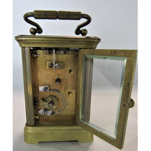 1536 - Novelty miniature brass carriage clock, 8cm high