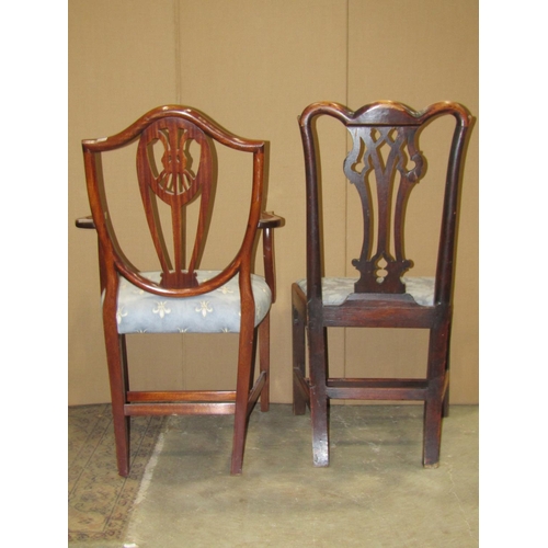 2255 - A reproduction Hepplewhite style shield back open armchair together with a pair of 19th century Chip... 