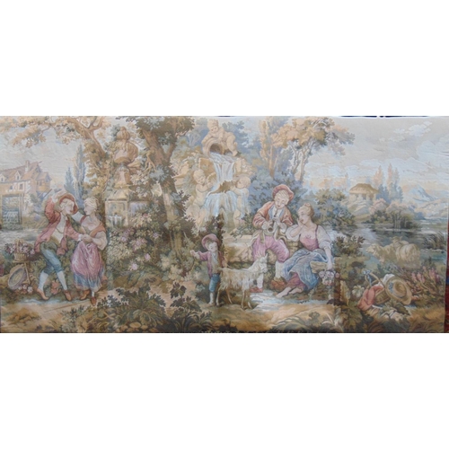 1597 - 2 machine worked Belgian type wall hangings each with aubusson style tapestry of classical pastoral ... 