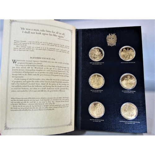 1559 - The Churchill Centenary Medal Set of 24 Hall Marked Silver Gilt Medals by John Pinches, presentation... 