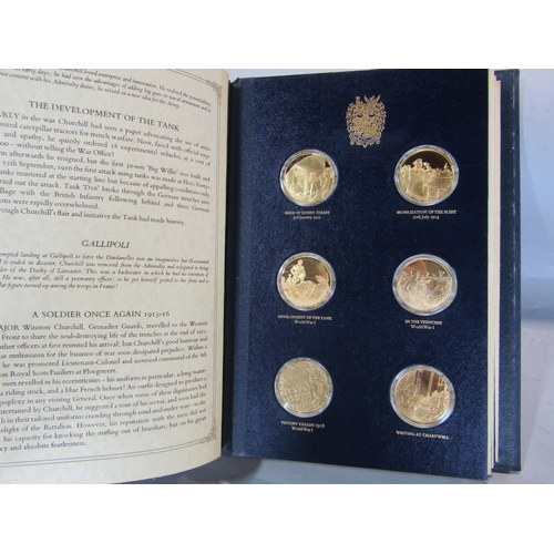 1559 - The Churchill Centenary Medal Set of 24 Hall Marked Silver Gilt Medals by John Pinches, presentation... 