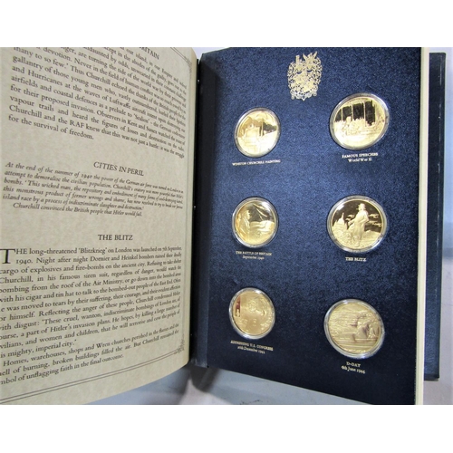 1559 - The Churchill Centenary Medal Set of 24 Hall Marked Silver Gilt Medals by John Pinches, presentation... 