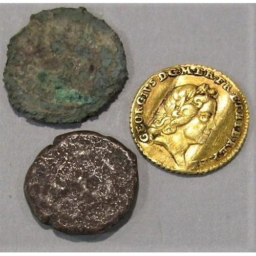 1560 - Georgian gold quarter florin, together with two further archaic coins (3)