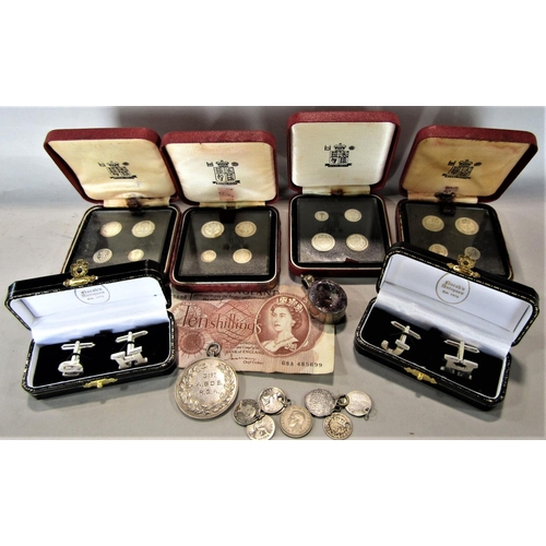 1562 - Four cased Maunday Money sets dating 1996-1999, together with a collection of further silver medals ... 