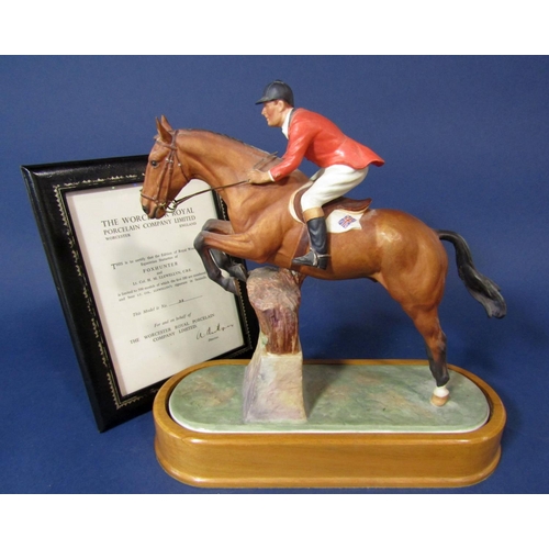 1020 - A Royal Worcester limited edition matt glazed figure group of Fox Hunter and Lt. Col. HM Llewellyn, ... 