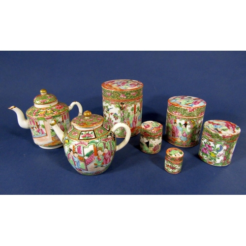 1093 - A collection of 19th century Cantonese ceramics, mostly for restoration, including two teapots max h... 