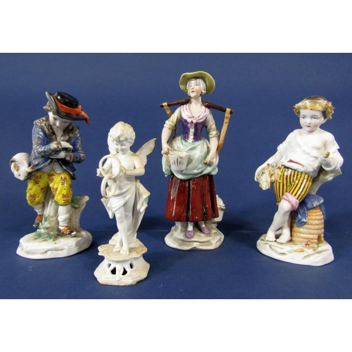 1097 - A pair of 19th century continental figures of young boys, probably representing the seasons, 17cm ta... 