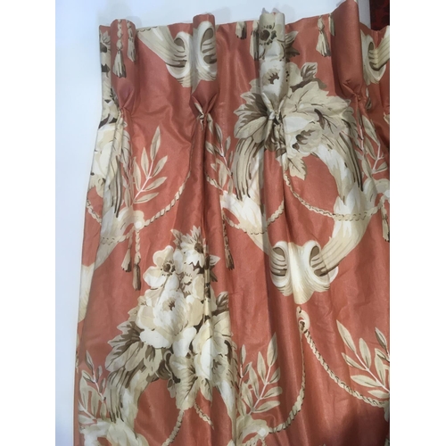 1592 - 1 pair curtains in floral chintz fabric by Colefax & Fowler, lined and interlined with goblet pleat ... 